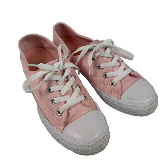 Converse Lace Up Low Top Sneakers Size 7 Women’s Pink Retro Canvas Skate - Picture 1 of 11